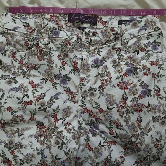 Gloria Vanderbilt Amanda Cropped Floral Jeans Size 12 Petite - Picture 7 of 7